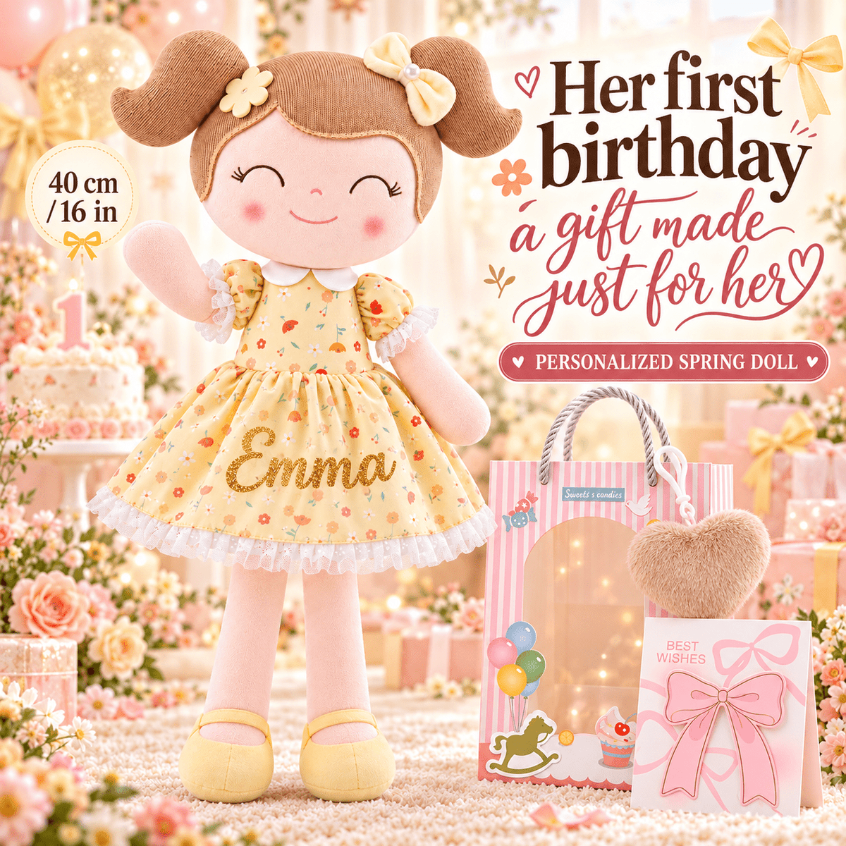 Gloveleya Personalized Flower Fairy Doll – 16-Inch Yellow - Gloveleya Official
