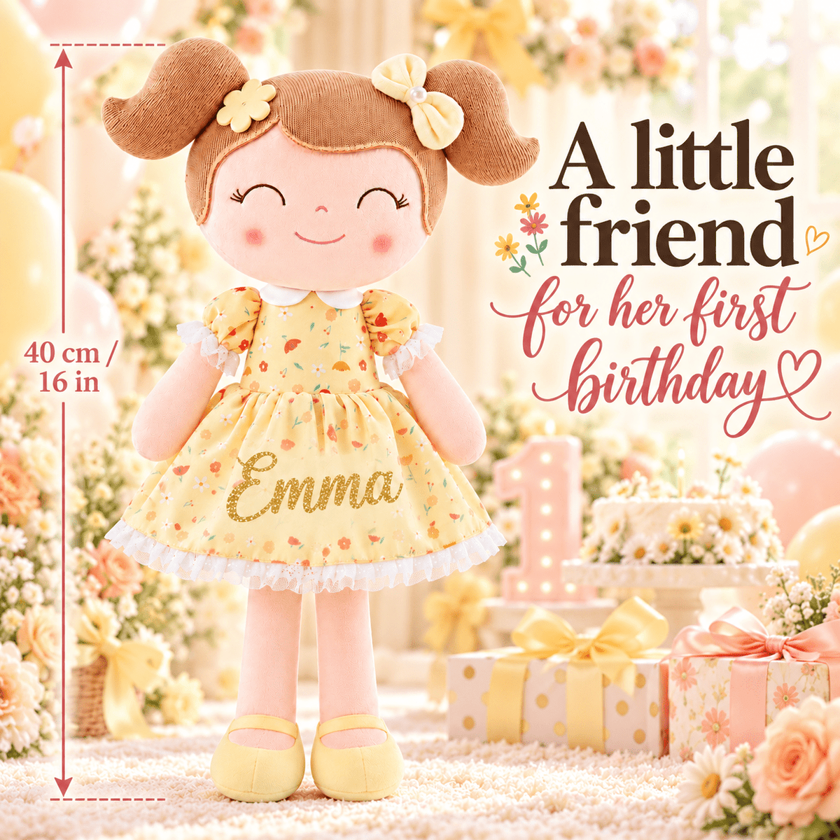 Gloveleya Personalized Flower Fairy Doll – 16-Inch Yellow - Gloveleya Official