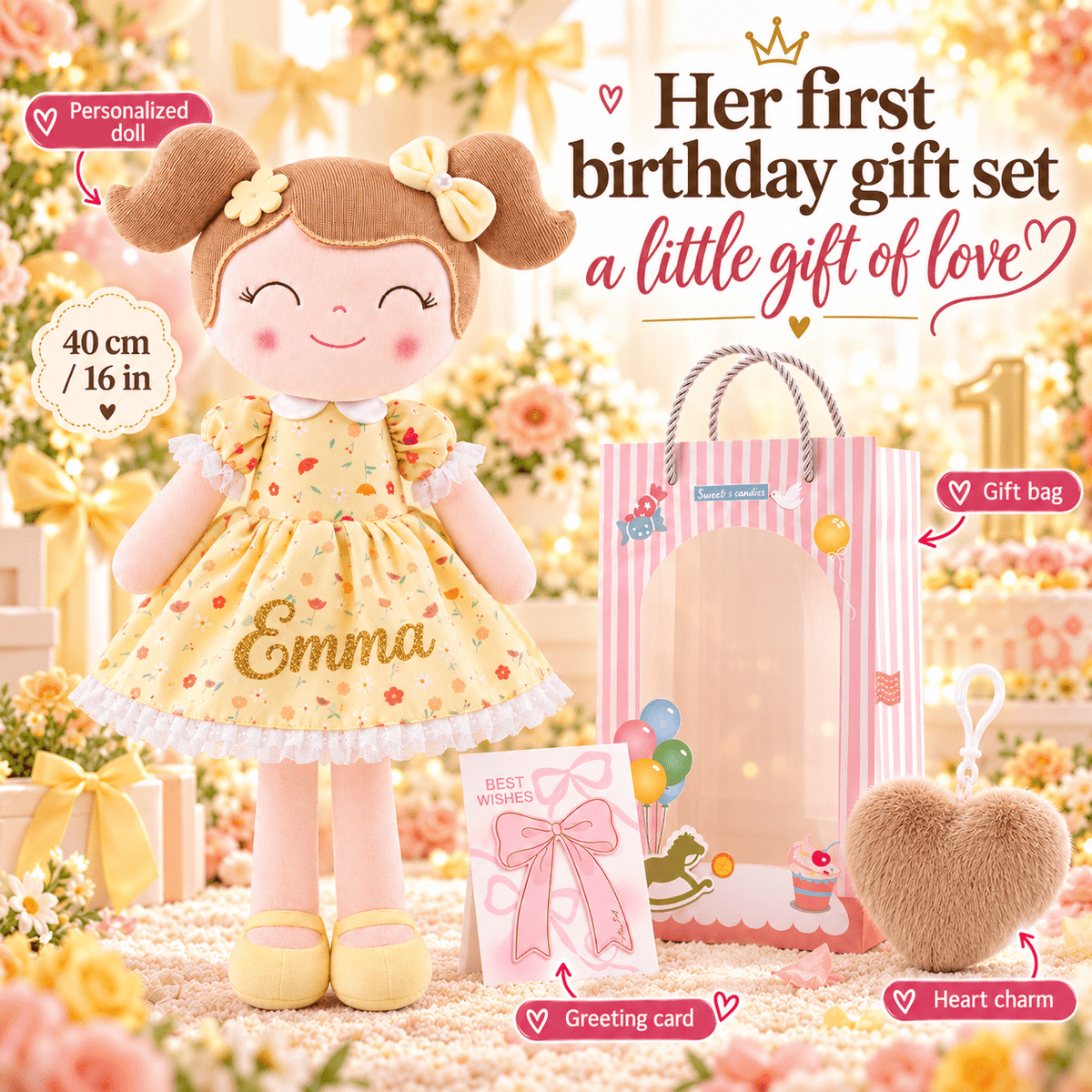 Gloveleya Personalized Flower Fairy Doll – 16-Inch Yellow - Gloveleya Official