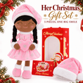 Load image into Gallery viewer, Gloveleya Pink Christmas Doll Gift Set – Brown Skin – 5 Pieces - Gloveleya Official
