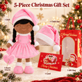 Load image into Gallery viewer, Gloveleya Pink Christmas Doll Gift Set – Brown Skin – 5 Pieces - Gloveleya Official
