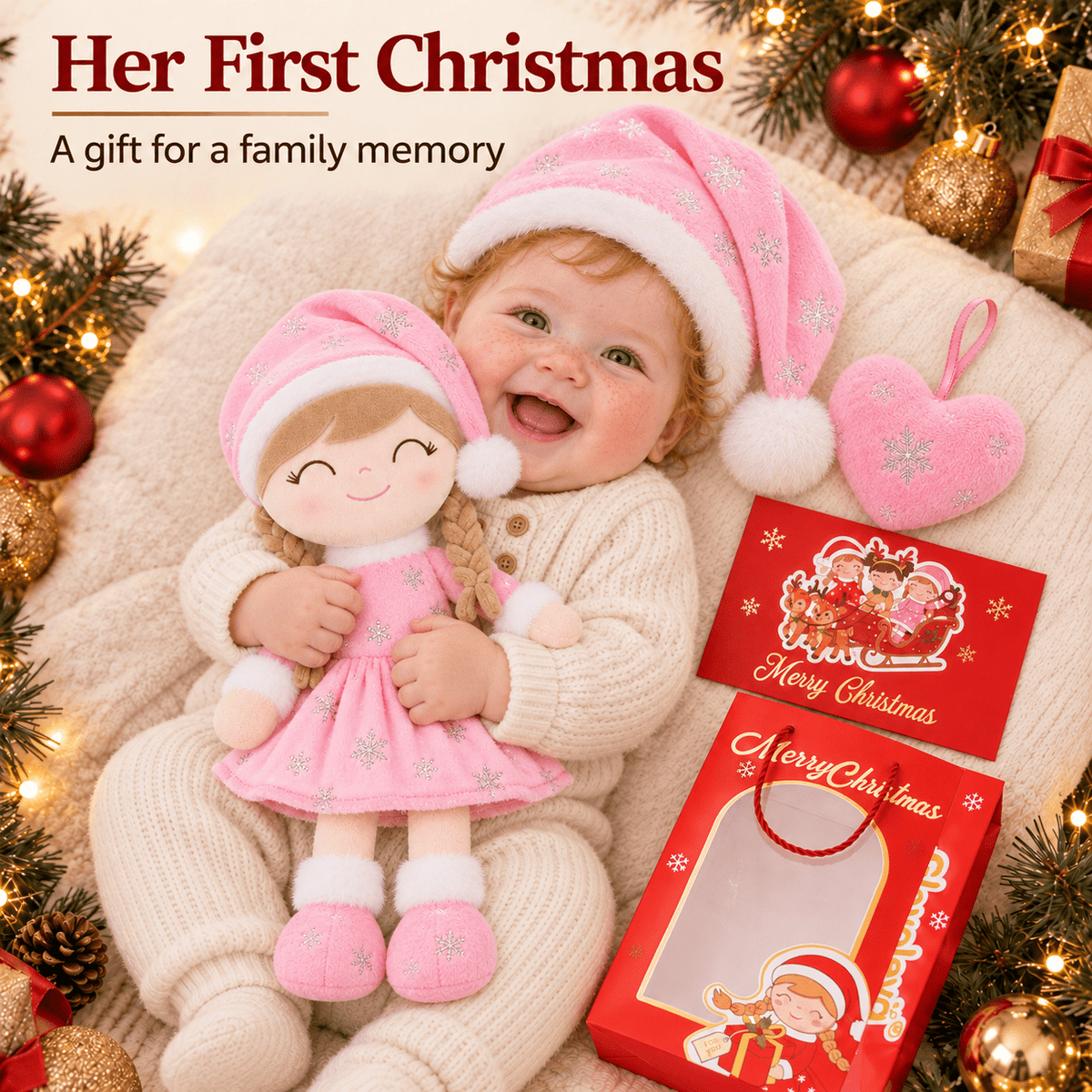 Gloveleya Pink Christmas Doll Gift Set – Light Skin – 5 Pieces - Gloveleya Official