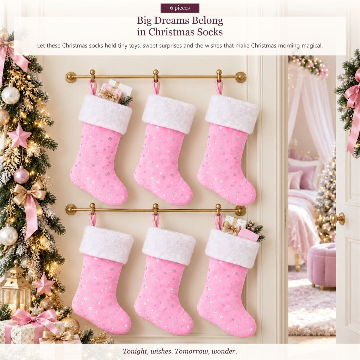 Gloveleya Pink Christmas Stockings – Set of 6 - Gloveleya Official