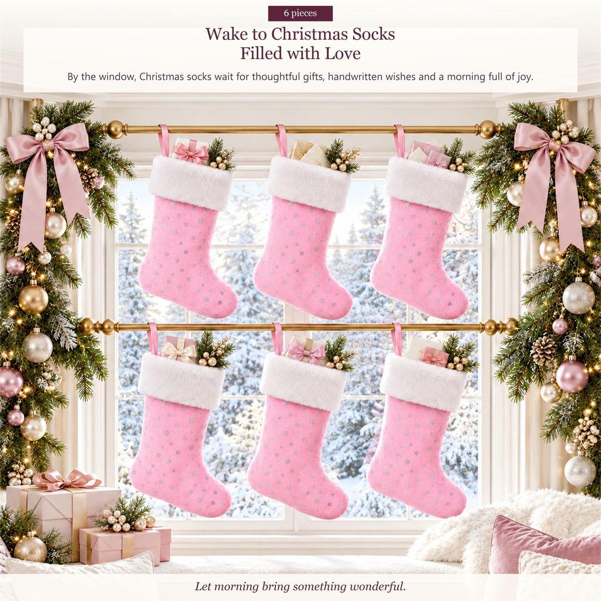 Gloveleya Pink Christmas Stockings – Set of 6 - Gloveleya Official