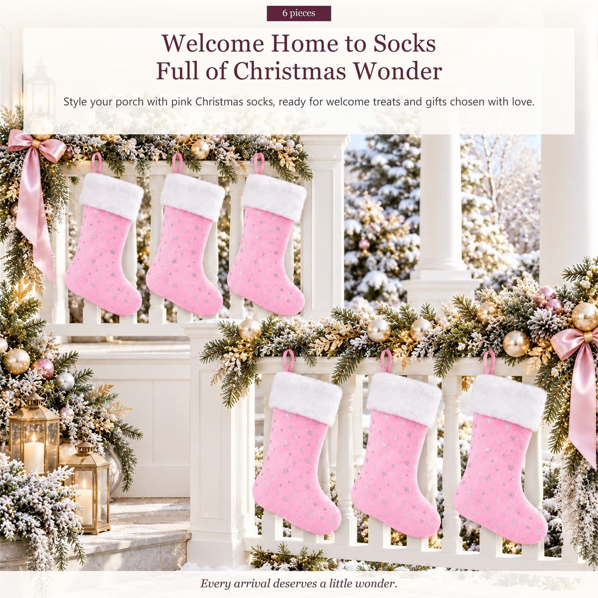 Gloveleya Pink Christmas Stockings – Set of 6 - Gloveleya Official