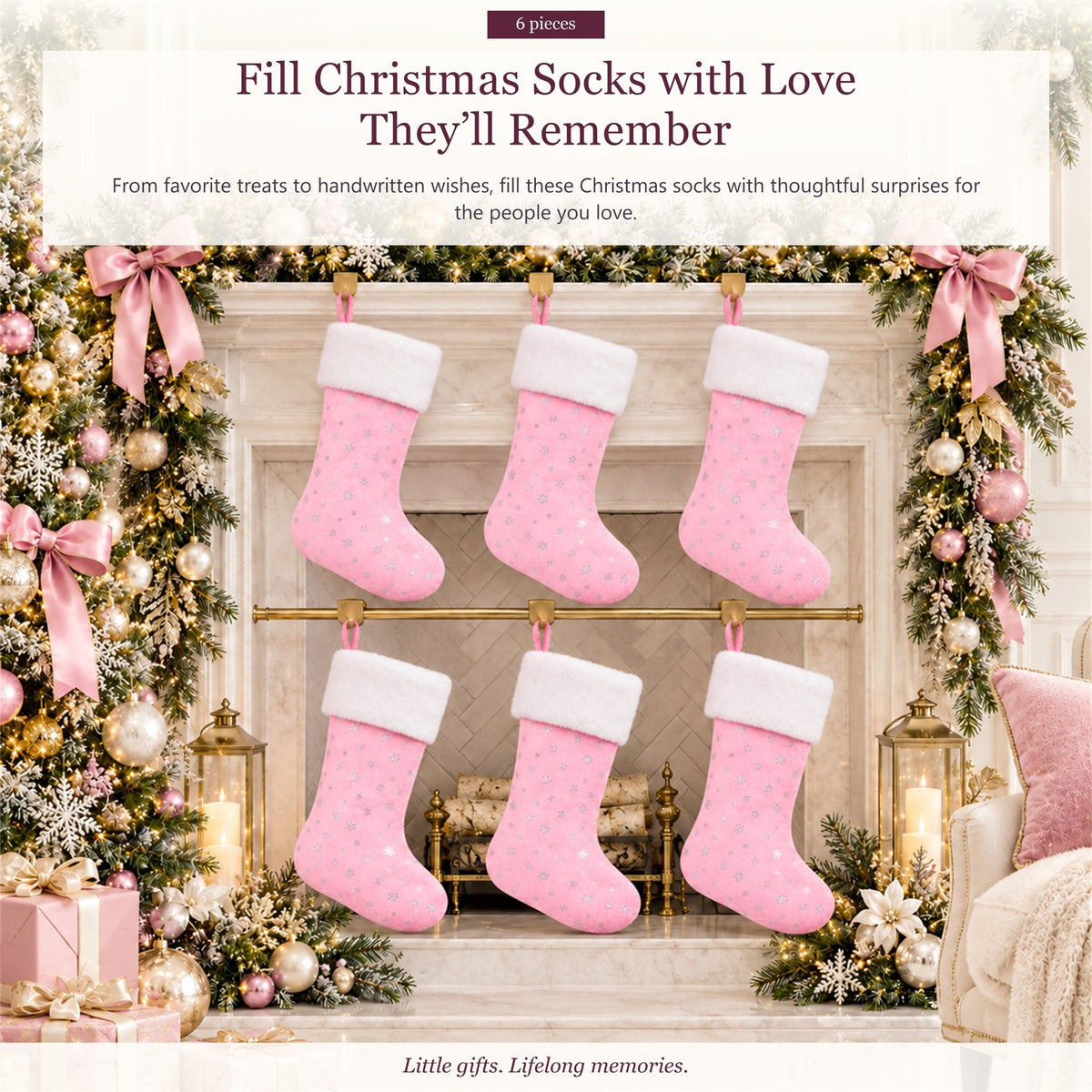 Gloveleya Pink Christmas Stockings – Set of 6 - Gloveleya Official