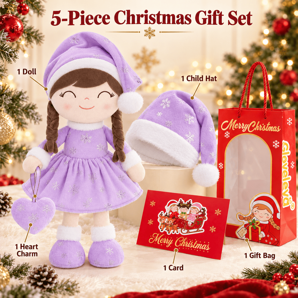 Gloveleya Purple Christmas Doll Gift Set – 5 Pieces - Gloveleya Official