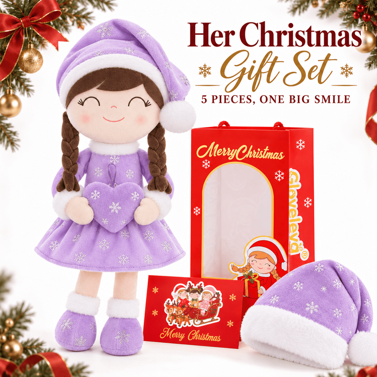 Gloveleya Purple Christmas Doll Gift Set – 5 Pieces - Gloveleya Official
