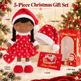 Load image into Gallery viewer, Gloveleya Red Christmas Doll Gift Set – Brown Skin – 5 Pieces - Gloveleya Official
