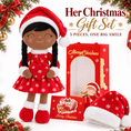 Load image into Gallery viewer, Gloveleya Red Christmas Doll Gift Set – Brown Skin – 5 Pieces - Gloveleya Official
