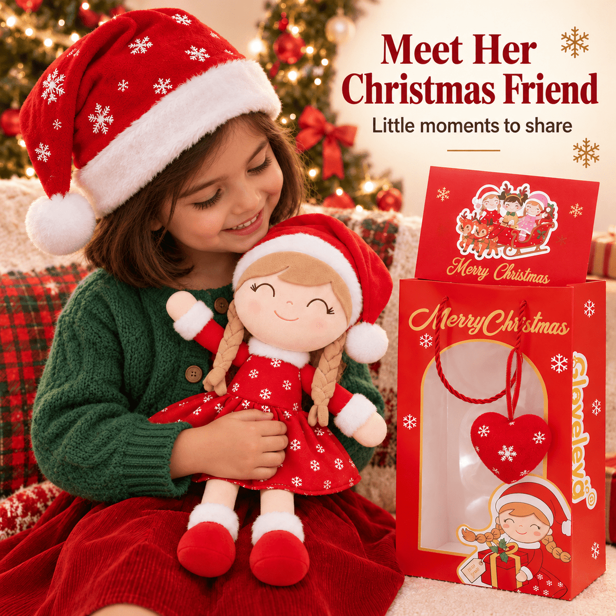 Gloveleya Red Christmas Doll Gift Set – Light Skin – 5 Pieces - Gloveleya Official