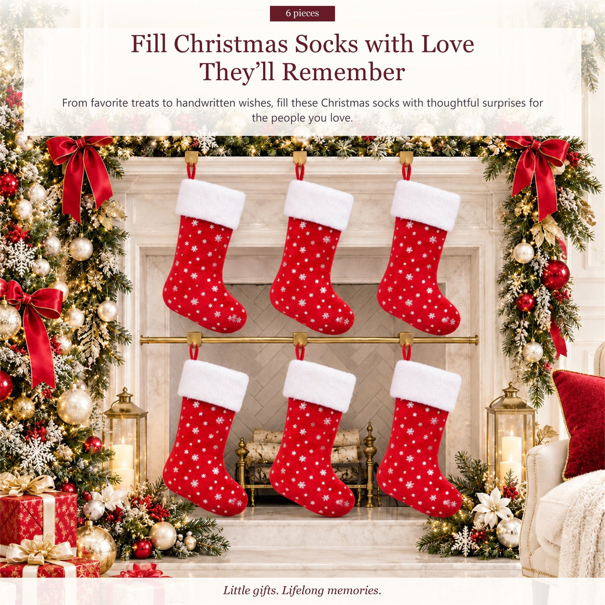 Gloveleya Red Christmas Stockings – Set of 6 - Gloveleya Official