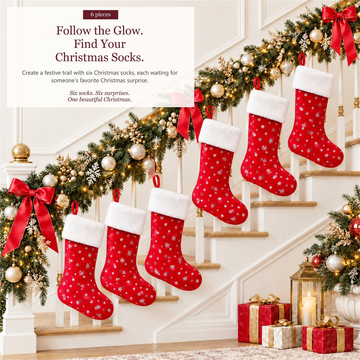 Gloveleya Red Christmas Stockings – Set of 6 - Gloveleya Official