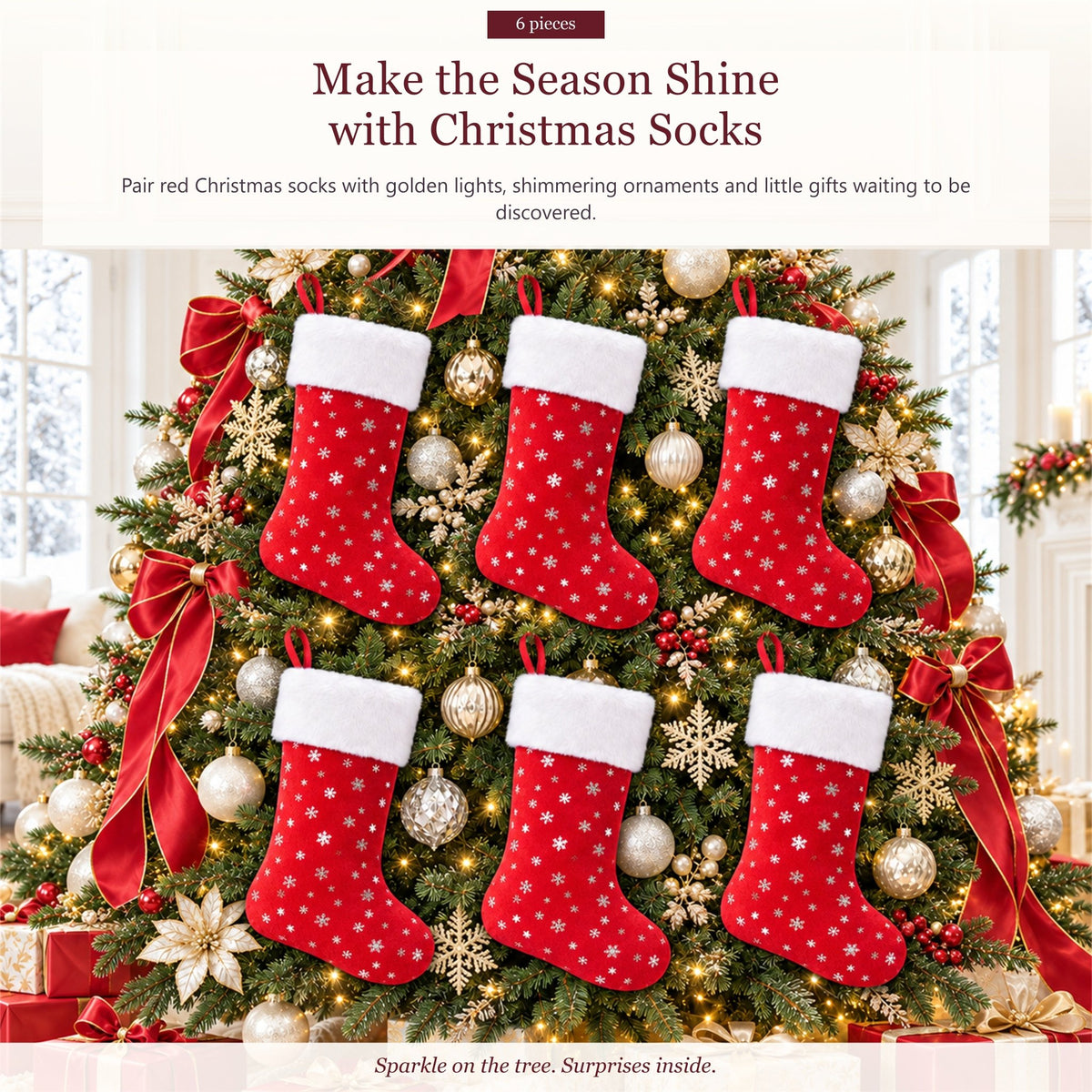 Gloveleya Red Christmas Stockings – Set of 6 - Gloveleya Official