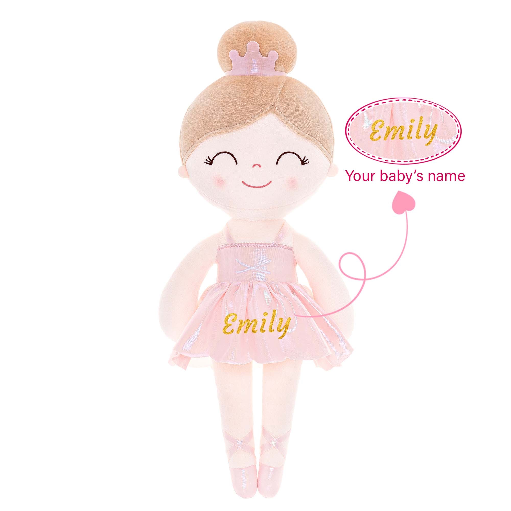 Gloveleya 13-inch Personalized Plush Dolls Iridescent Glitter Ballerina Series Pink Ballet Dream