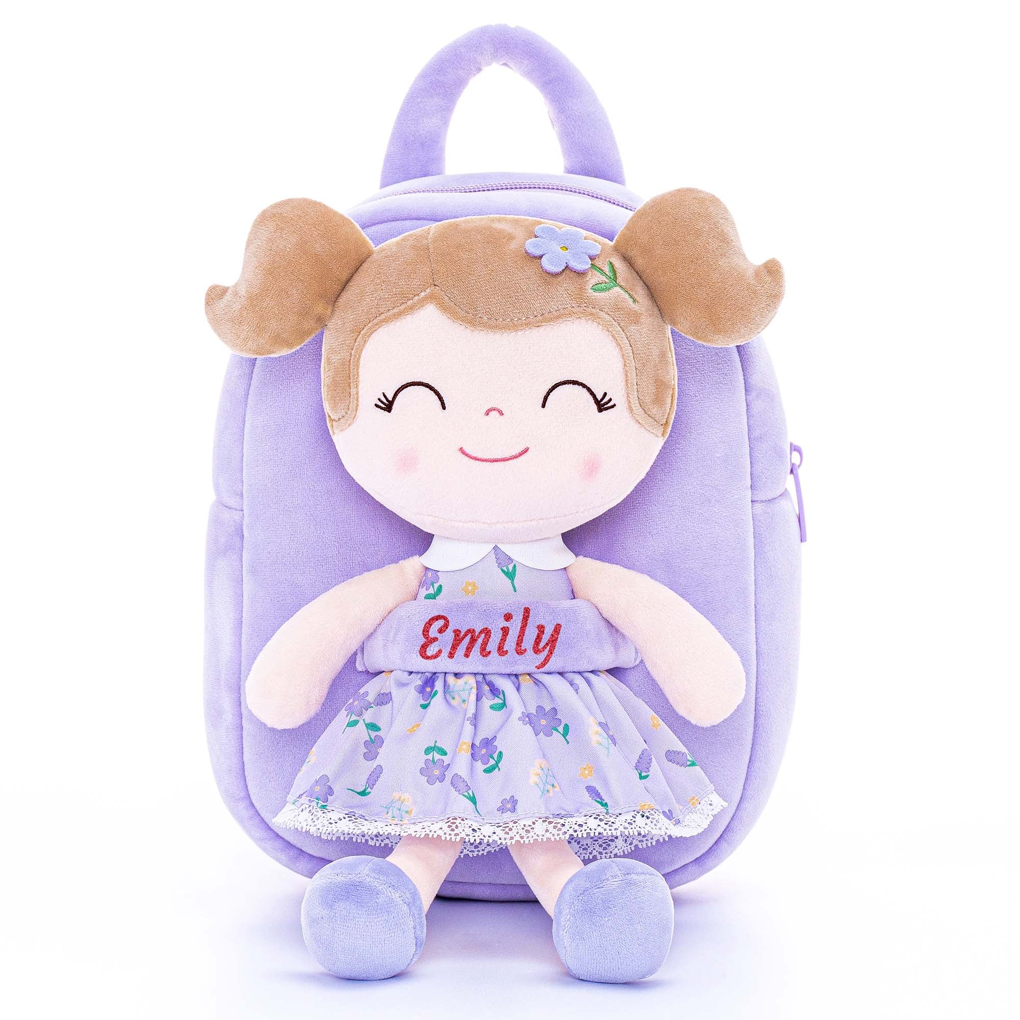 Gloveleya 9-inch Personalized Flower Fairy  Girls Dolls Backpacks Purple