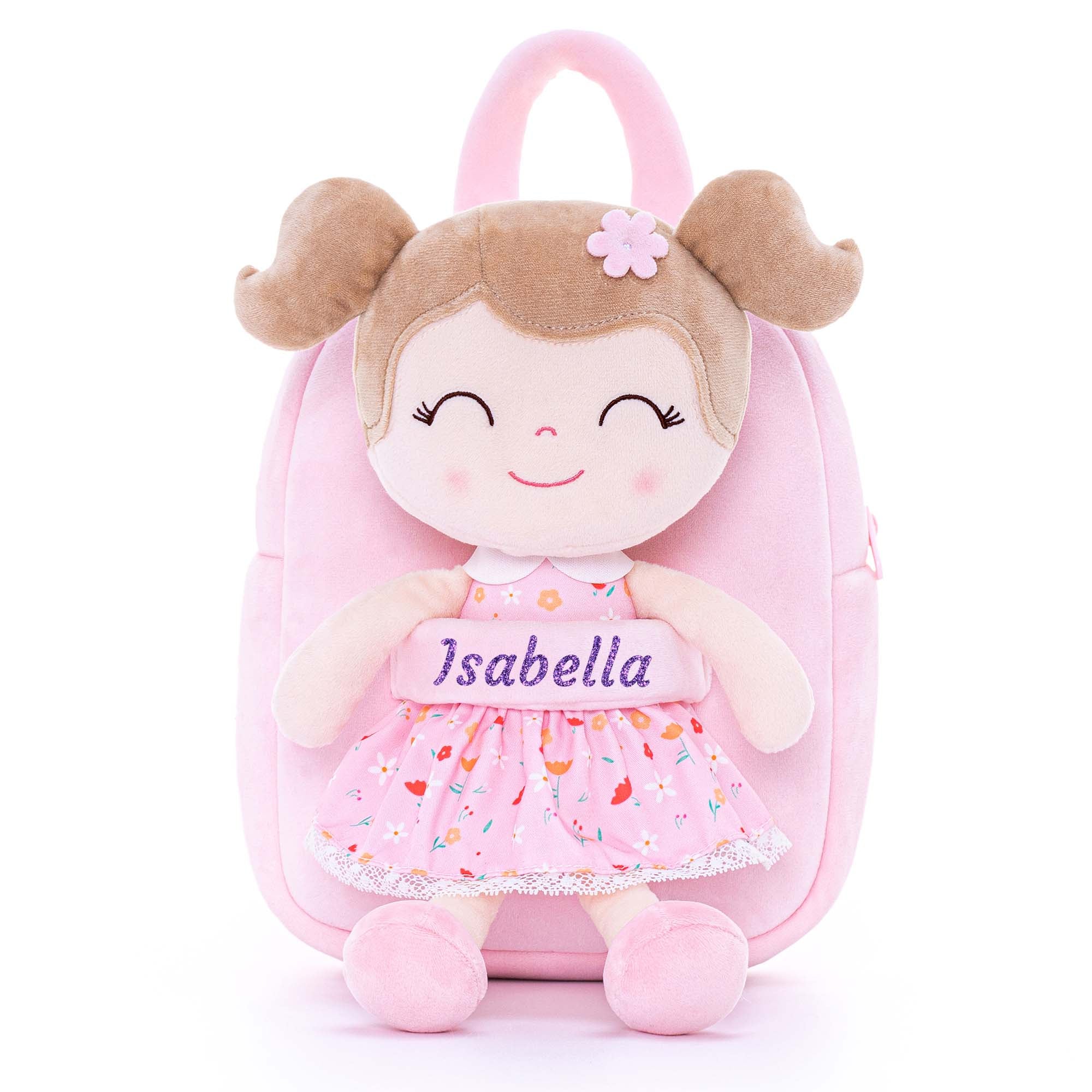 Gloveleya 9-inch Personalized Flower Fairy  Girls Dolls Backpacks Pink