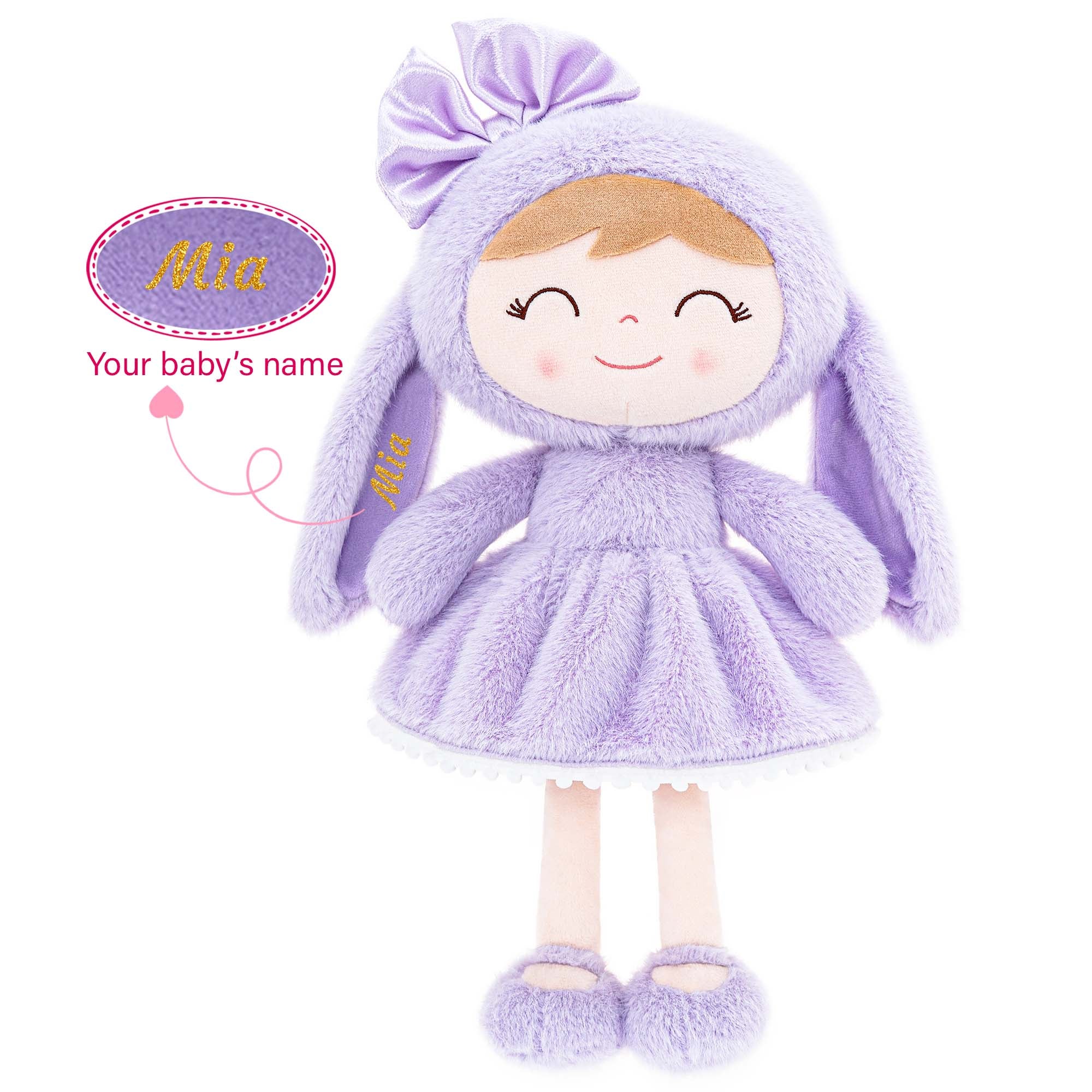 Gloveleya 12-inch Personalized Plush Bunny Doll Purple