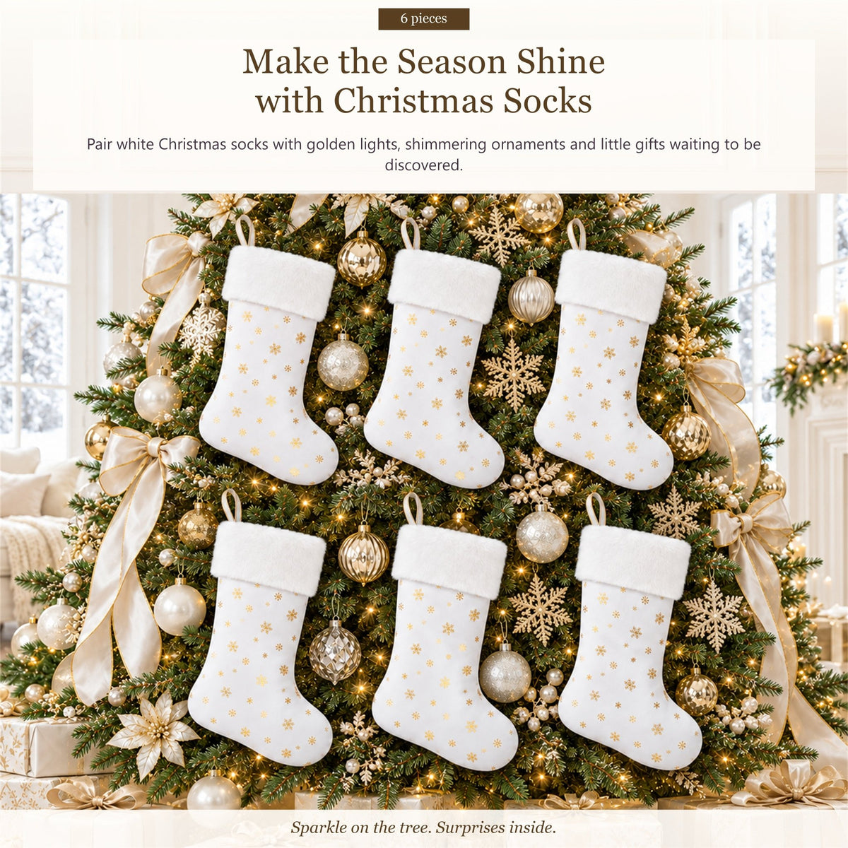 Gloveleya White Christmas Stockings – Set of 6 - Gloveleya Official