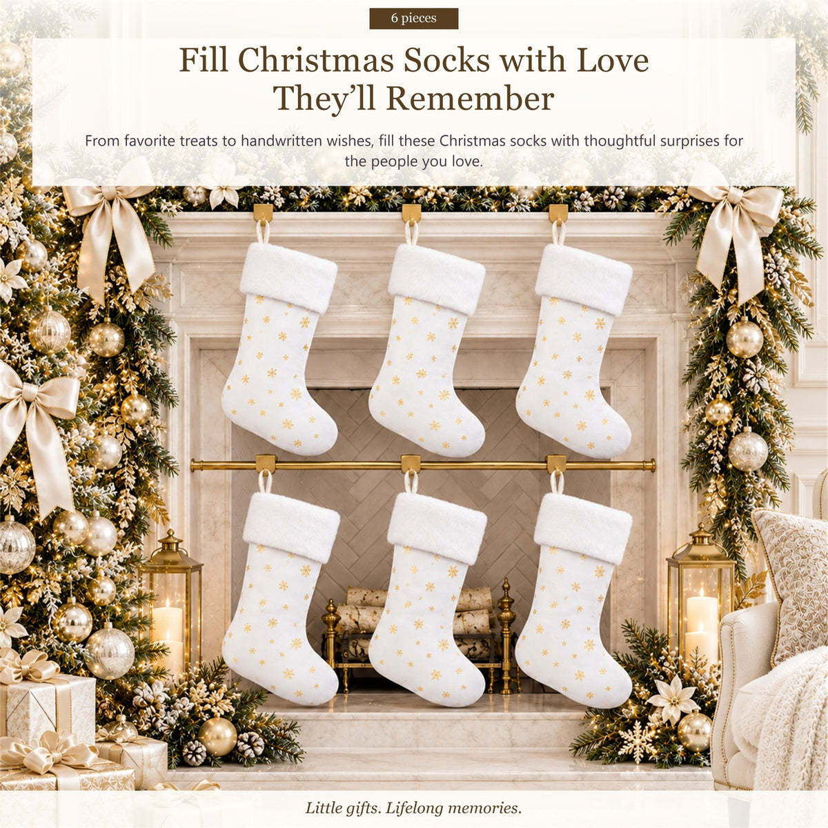 Gloveleya White Christmas Stockings – Set of 6 - Gloveleya Official