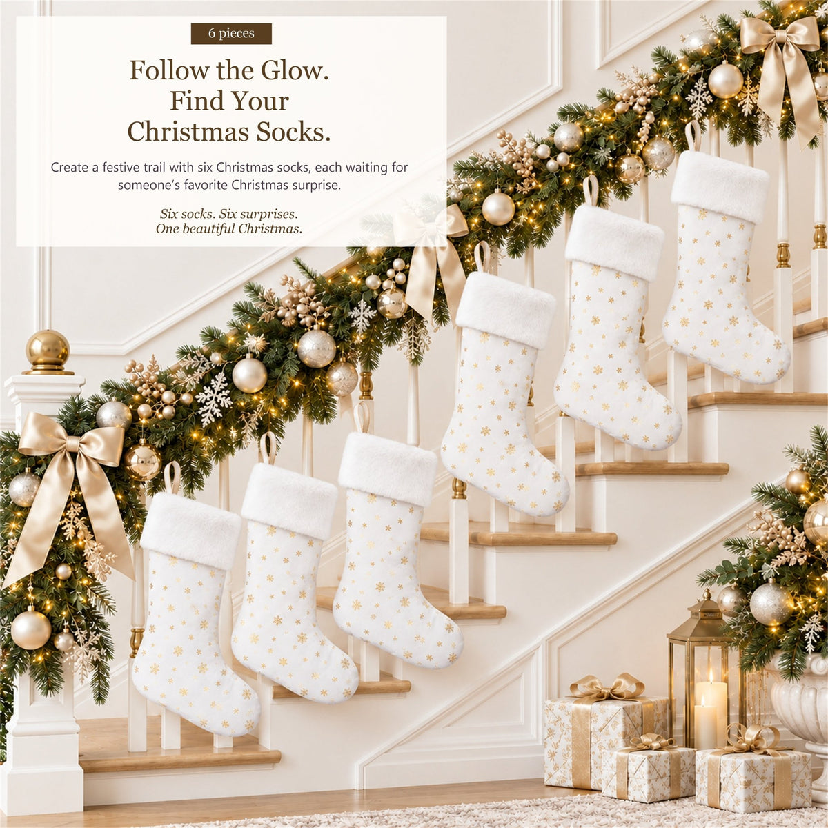 Gloveleya White Christmas Stockings – Set of 6 - Gloveleya Official