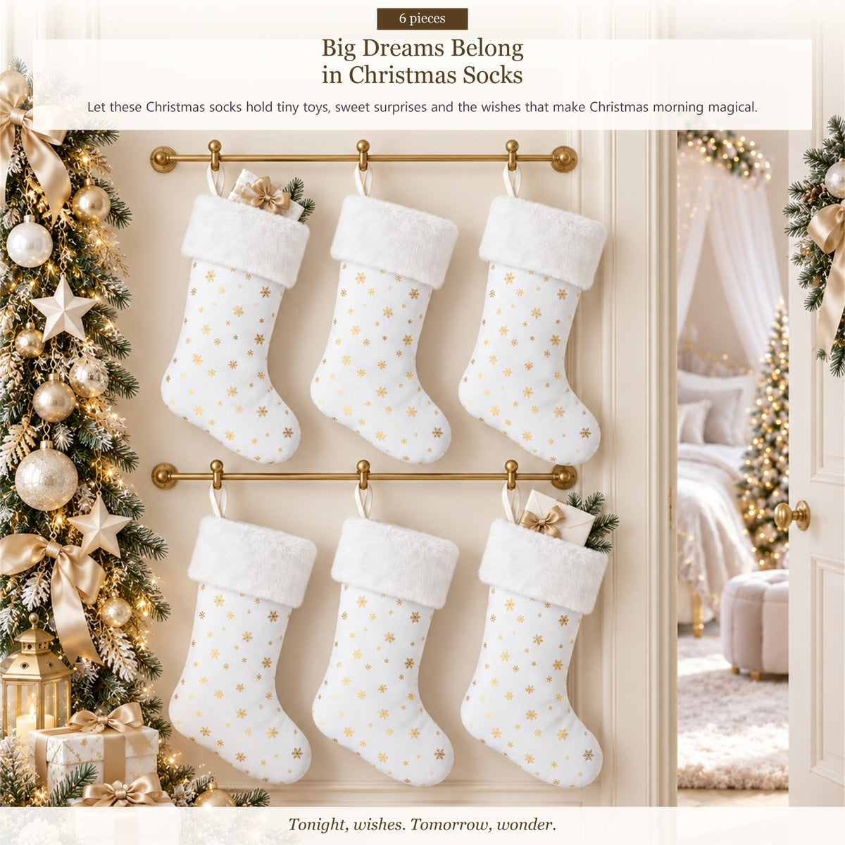 Gloveleya White Christmas Stockings – Set of 6 - Gloveleya Official