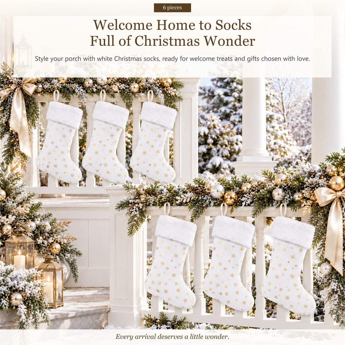 Gloveleya White Christmas Stockings – Set of 6 - Gloveleya Official