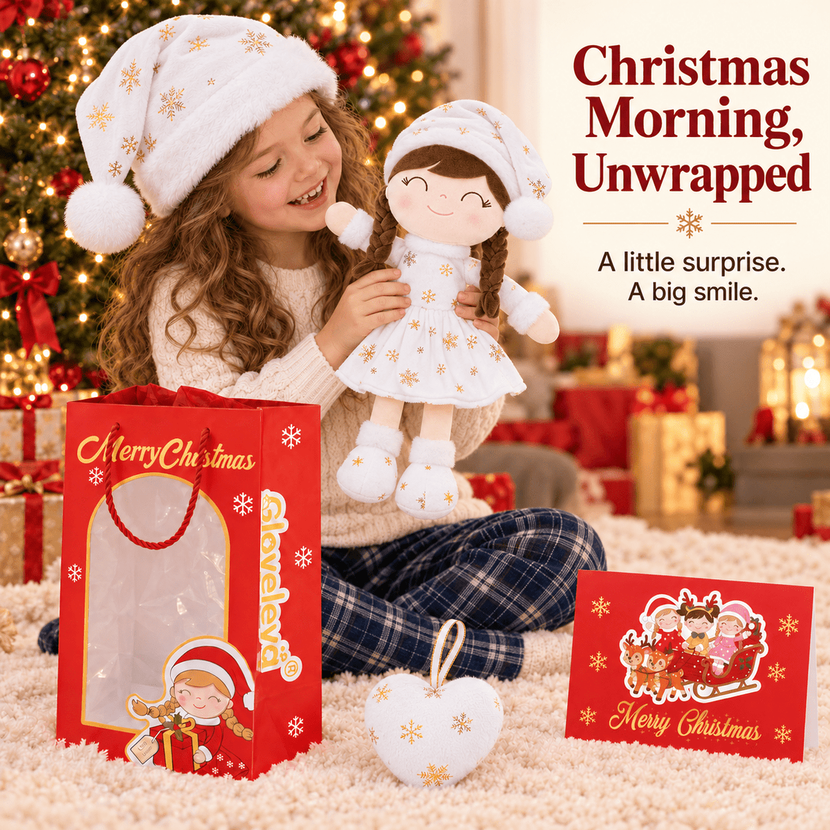 Gloveleya White & Gold Christmas Doll Gift Set – 5 Pieces - Gloveleya Official