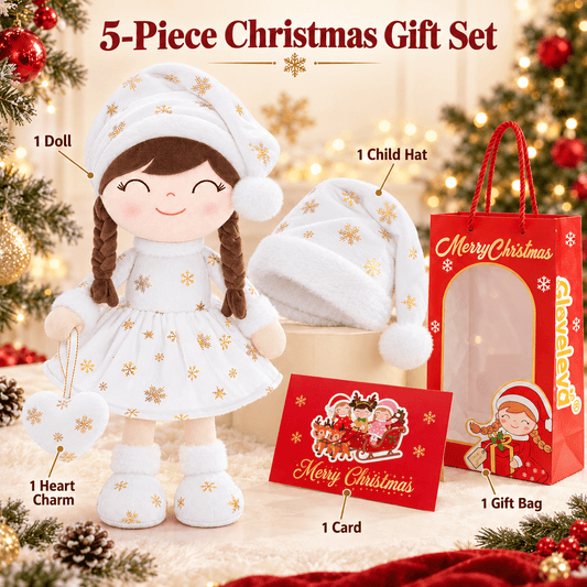 Gloveleya White & Gold Christmas Doll Gift Set – 5 Pieces - Gloveleya Official