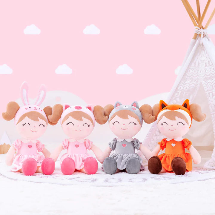 Gloveleya 12-inch Personalized Plush Dolls Animal Costume Dolls Pink Bunny