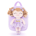 Cargar la imagen en la vista de la galería, Gloveleya 9-inch Personalized Plush Curly Ballet Girl Dolls Backpack Purple Ballet Dream
