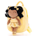 Load image into Gallery viewer, Personalized Gloveleya Curly Ballet Girl Dolls Backpack Tanned Skin Gold 9inches - Gloveleya Offical
