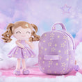 Load image into Gallery viewer, Gloveleya 9-inch Personalized Plush Curly Star Dolls Backpack Purple
