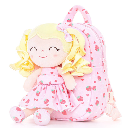 Personalized Gloveleya Curly Girl Dolls Backpack with Strawberry Costume Doll 9inches - Gloveleya Offical