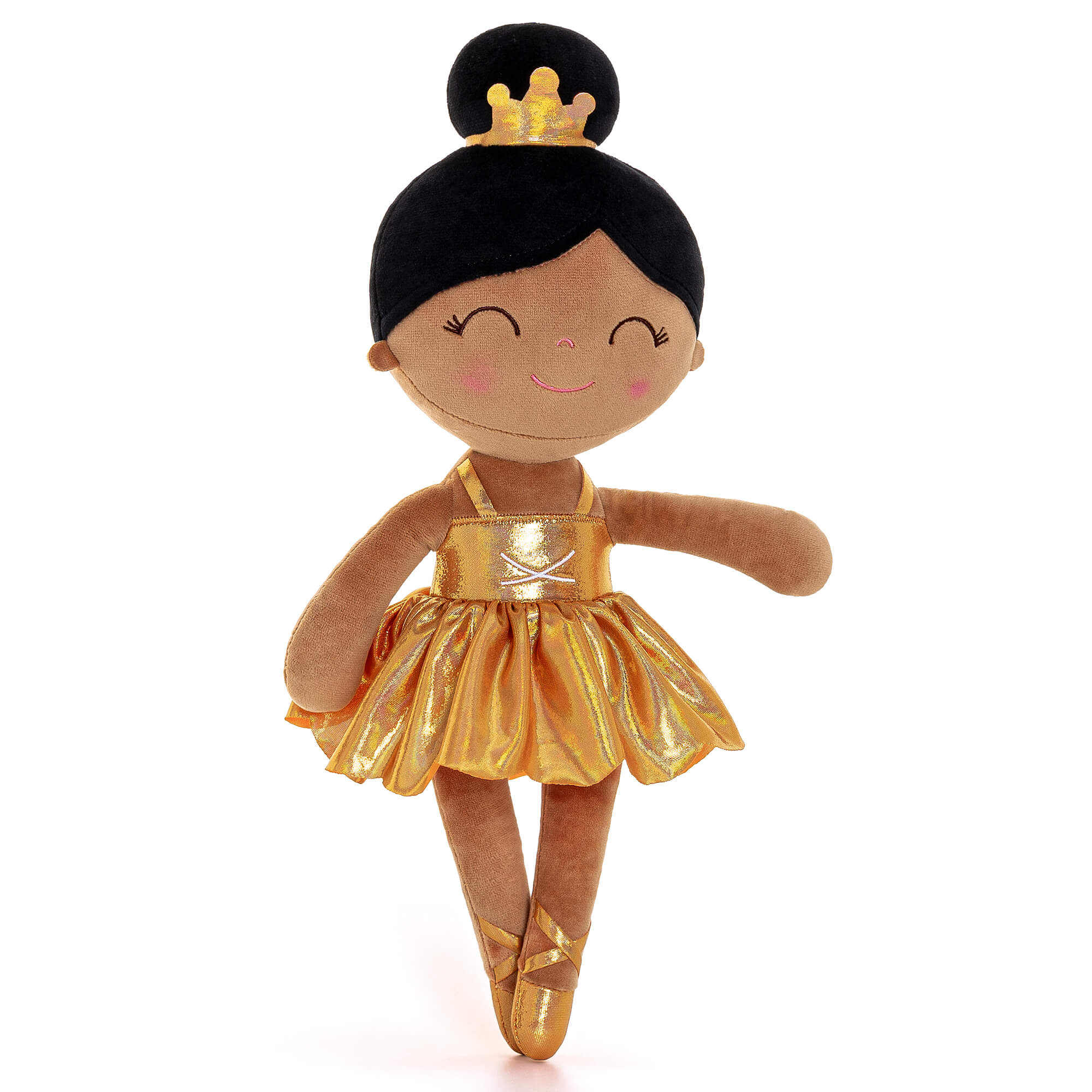 Gloveleya 13-inch Personalized Plush Dolls Iridescent Glitter Ballerina Series Tanned Gold - Gloveleya Offical