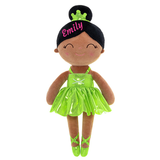 Gloveleya 13-inch Personalized Plush Dolls Iridescent Glitter Ballerina Series Tanned Green Ballet Dream