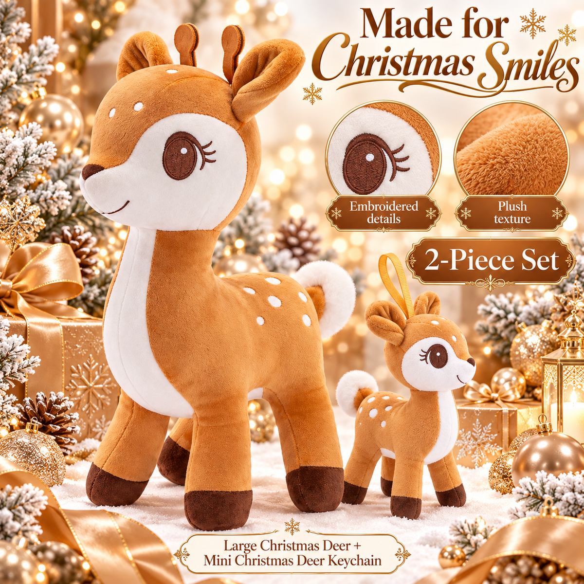 Lazada Light Brown deer plush and mini keychain two-piece set — product details