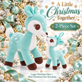 Load image into Gallery viewer, Lazada Mint Green deer plush and mini keychain two-piece set — nose-to-nose pose
