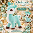 Load image into Gallery viewer, Lazada Mint Green deer plush and mini keychain two-piece set — Christmas tree styling

