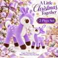 Load image into Gallery viewer, Lazada Purple deer plush and mini keychain two-piece set — nose-to-nose pose
