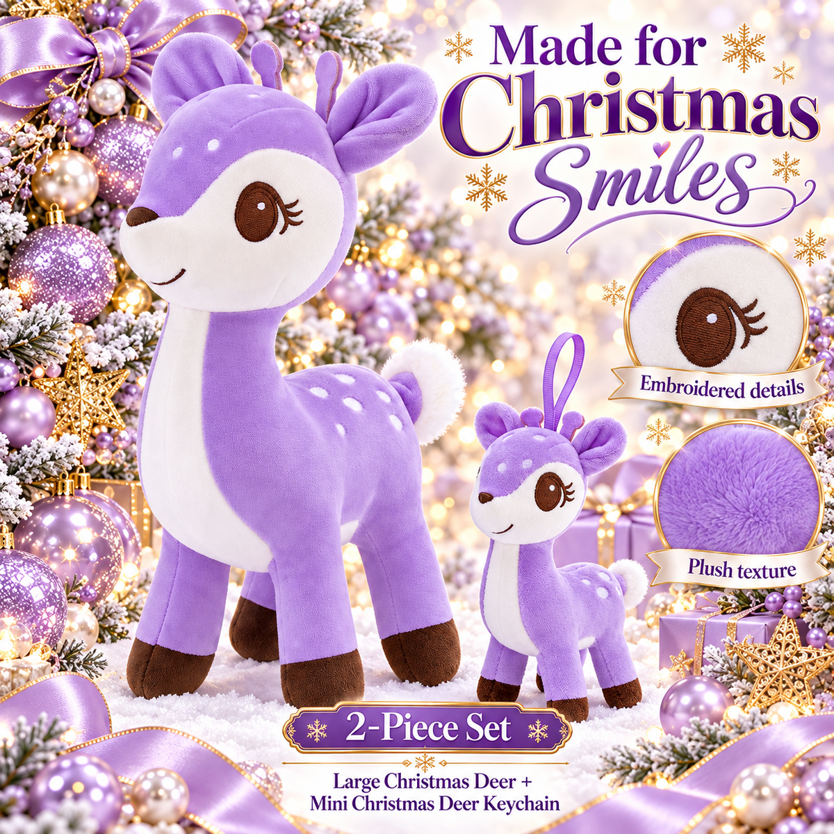 Lazada Purple deer plush and mini keychain two-piece set — product details