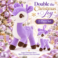 Load image into Gallery viewer, Lazada Purple deer plush and mini keychain two-piece set — playful pose
