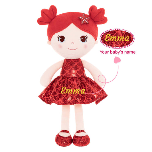 Lazadagifts 12-inch Personalized Plush Dolls Fashion Girls Mermaid Princess Red