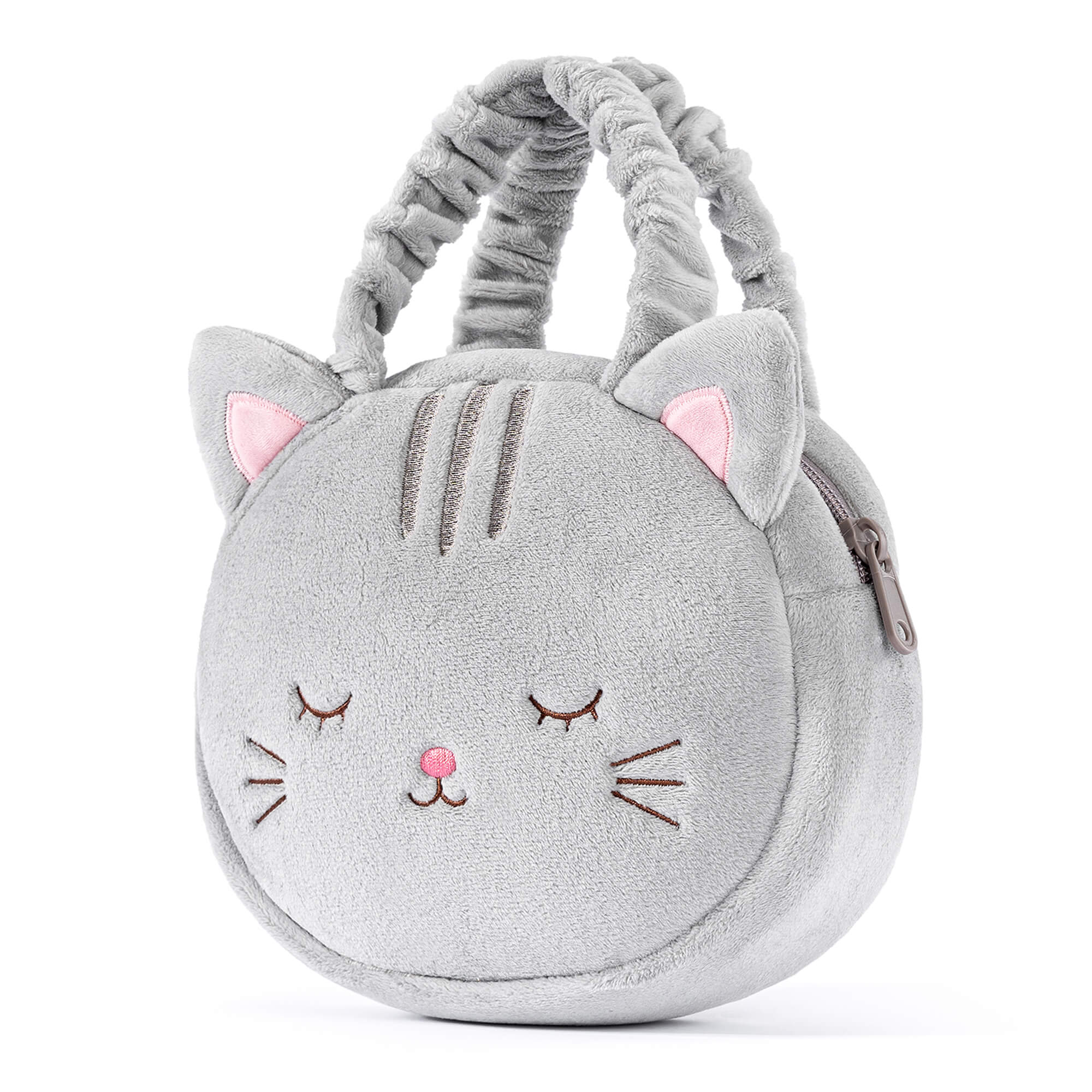 Lazadagifts 6 - inch Fashion Baby Girls Kitty Cat Handbag Plush Girls Purse Gray - Gloveleya Official