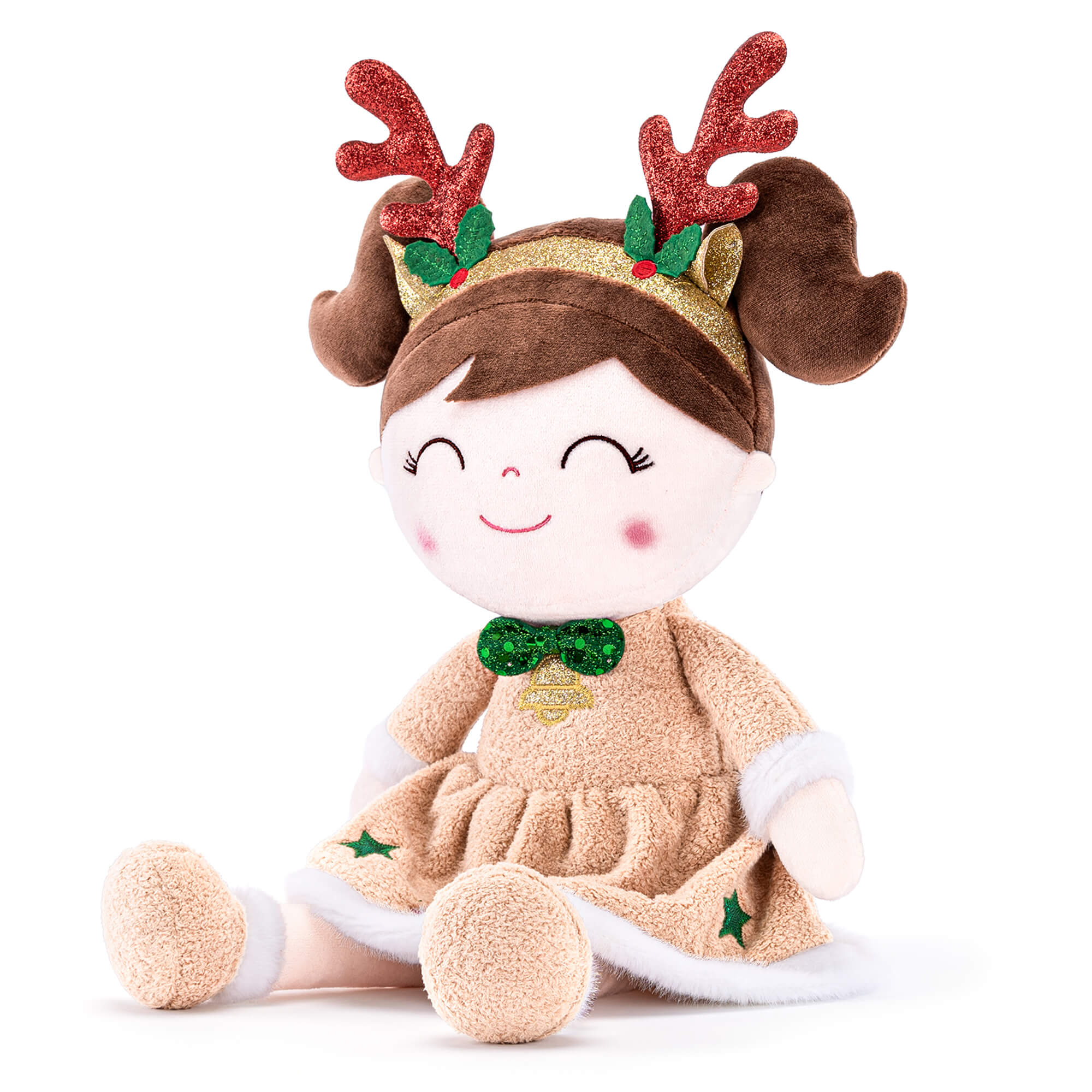 (Limited Edition) Gloveleya 16 - inch Personalized Christmas Reindeer Doll Brown - Gloveleya Official