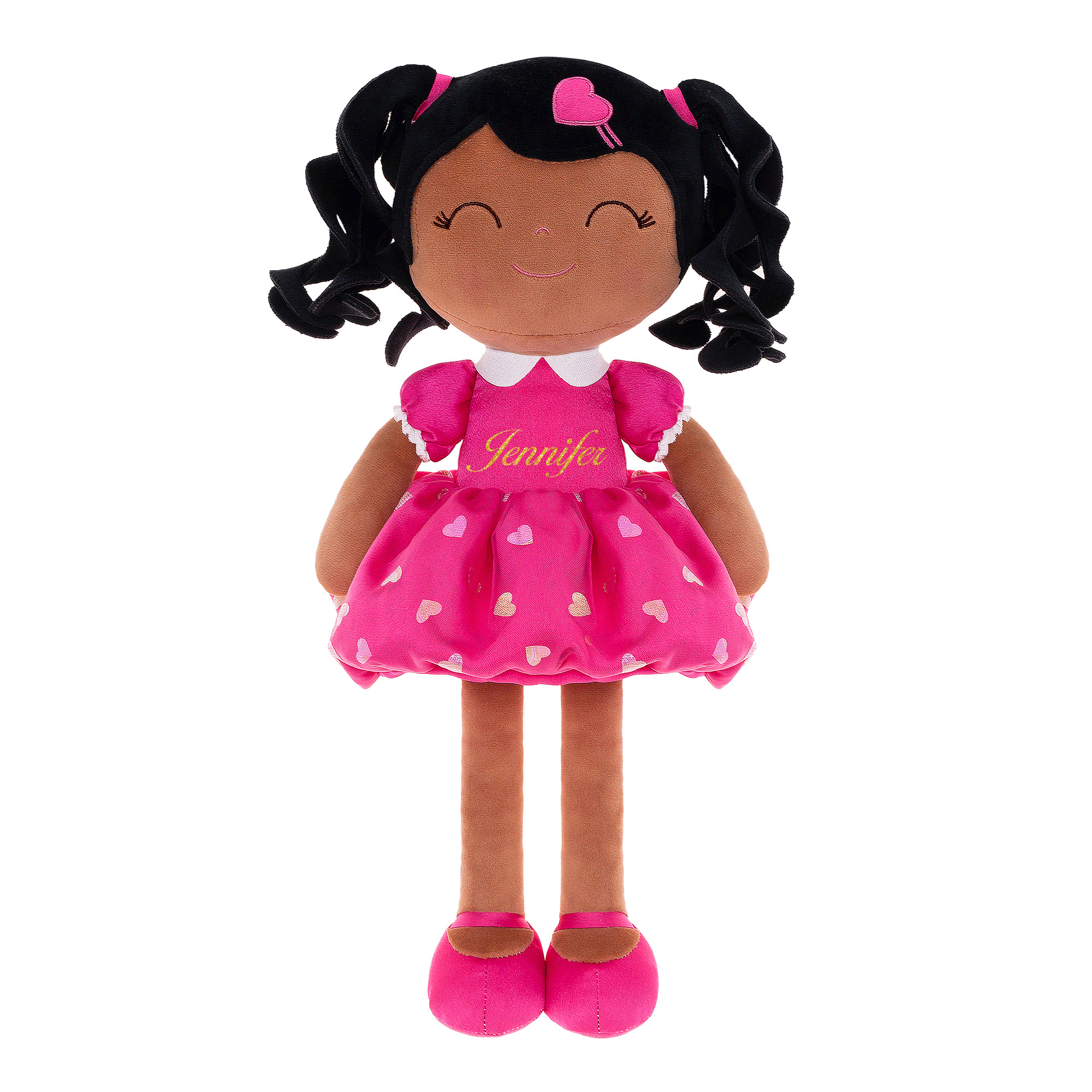 Gloveleya 16-inch Personalized Plush Dolls Curly Love Heart Princess Dolls - Rose