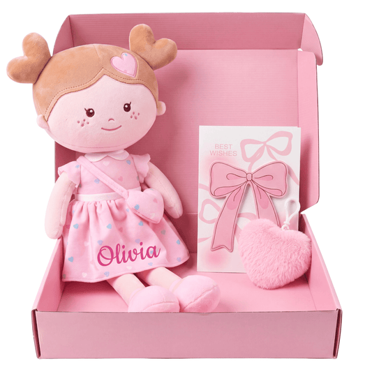 Onetoo 13-Inch Personalized Baby Shower Gift Set – Pink Heart Milly Doll - Gloveleya Official