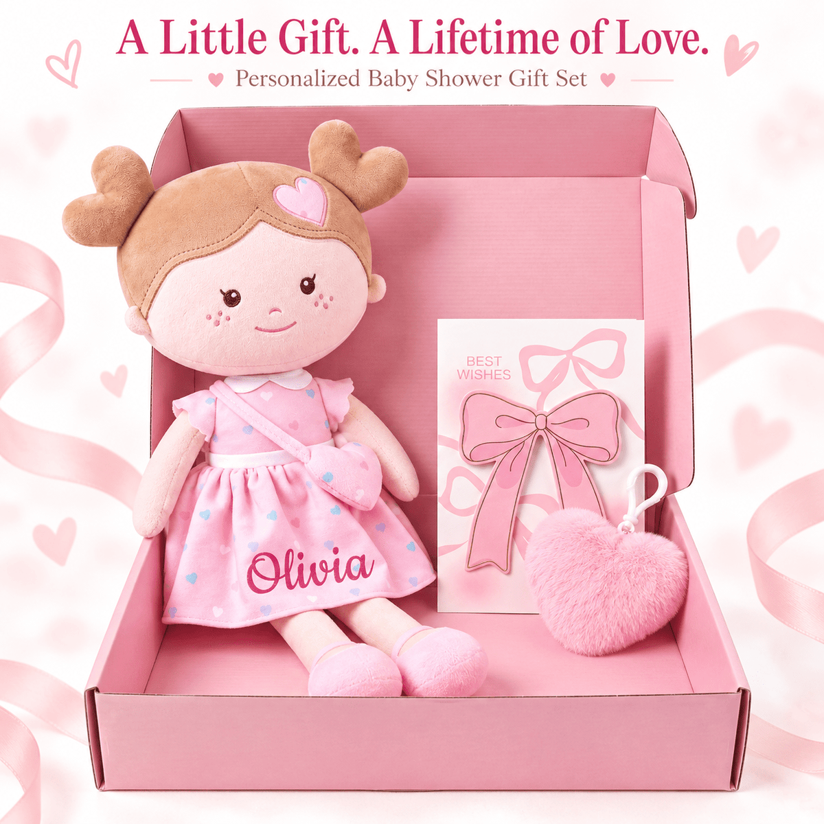Onetoo Pink Heart Milly personalized baby shower gift set