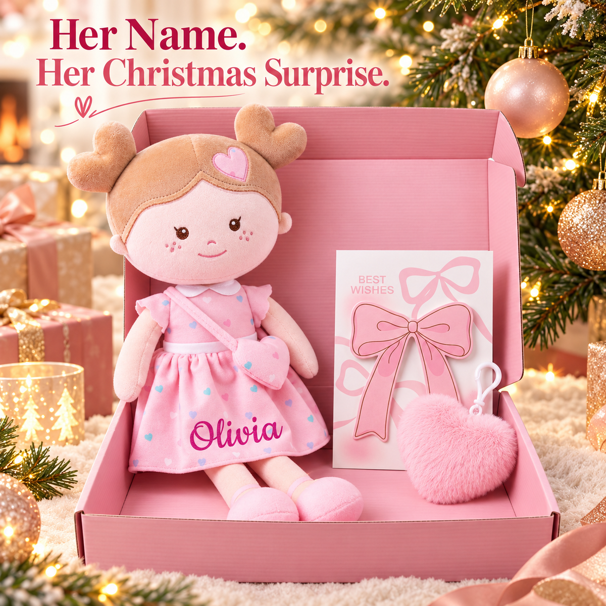 Onetoo 13-Inch Personalized Baby Shower Gift Set – Pink Heart Milly Doll - Gloveleya Official