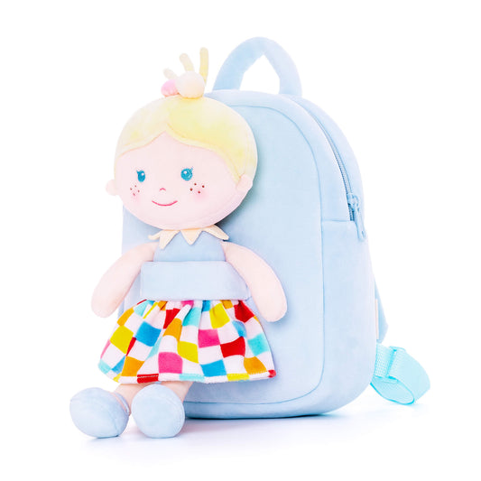 Onetoo 9-inch Personalized Girl Backpacks Girls Gift Polka Dot Series Dolls Backpack Checkered skirt - Gloveleya Offical